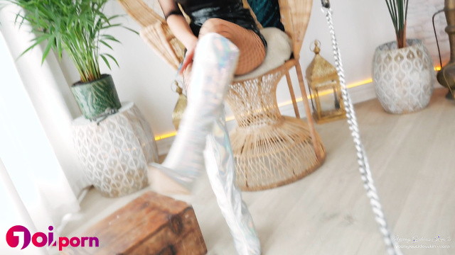 Blonde in latex makes you submit and lick her boots - Young Goddess Kim