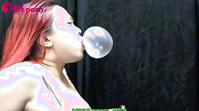 More bubble gum fun chewing and blowing bubbles with Asian girl - Mizz Jade's FinDom Store