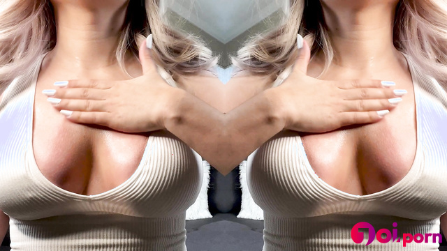Blonde teases you with her oiled tits & makes you jerkoff - Goddess Brigette Findom Femdom