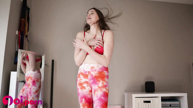 Cute girl is embarrassed because her clothes are disappearing - Madisyn Wood