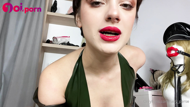 Brunette in latex locks your cock in a cage and teases with her body and feet - Lady Perse