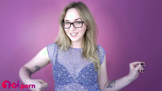 Cute blonde with glasses humiliates you and makes you jerk off to her - Candy Glitter