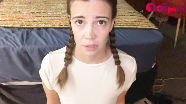 Your stepdaughter takes all your cum in her mouth and swallows it - maggierosexo
